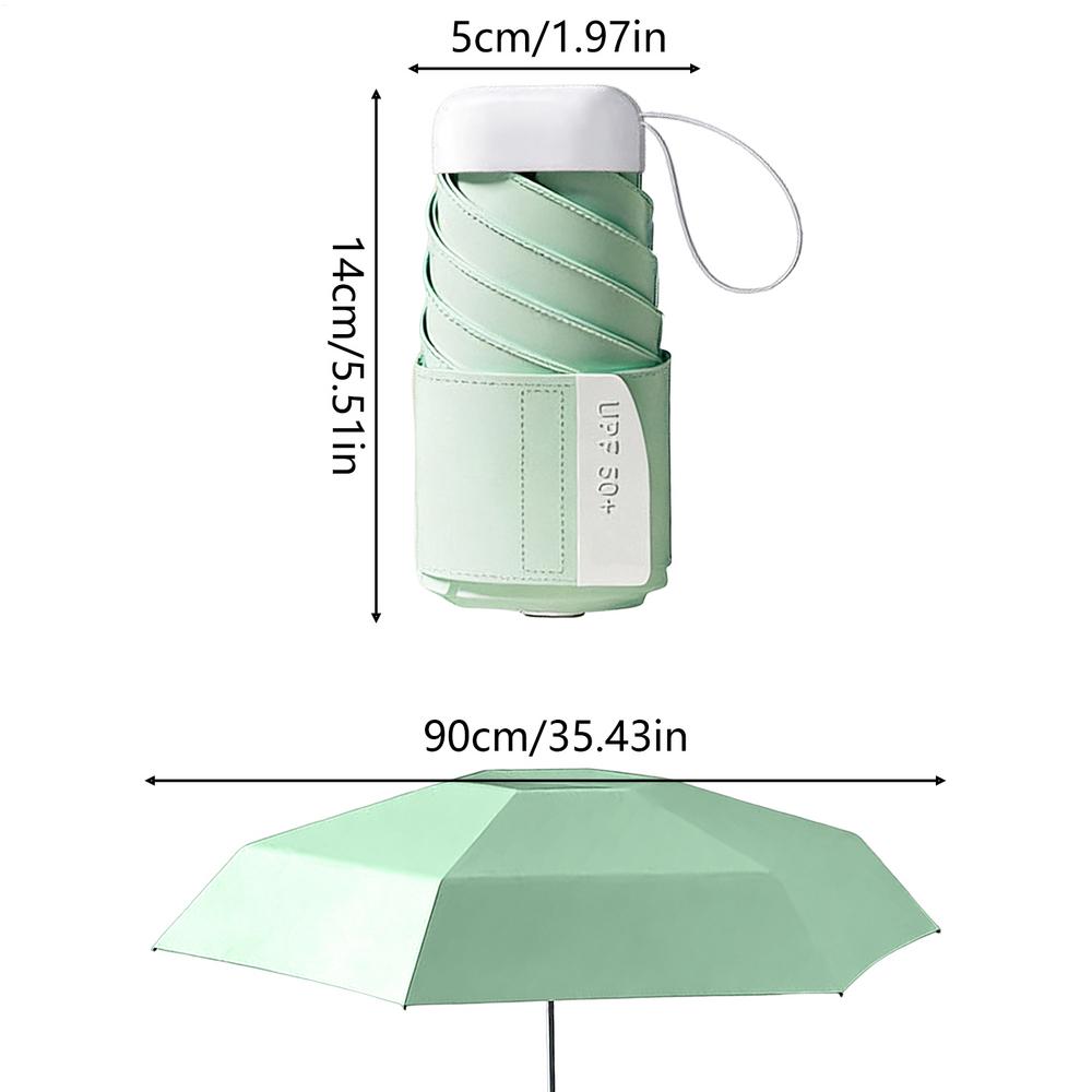 

Travel Umbrella Compact Rainproof Sunproof UV Protection UPF 50 Folding Sun Umbrella Travel Size For Kids Women Adults Summer Aluminum&6K зелёный
