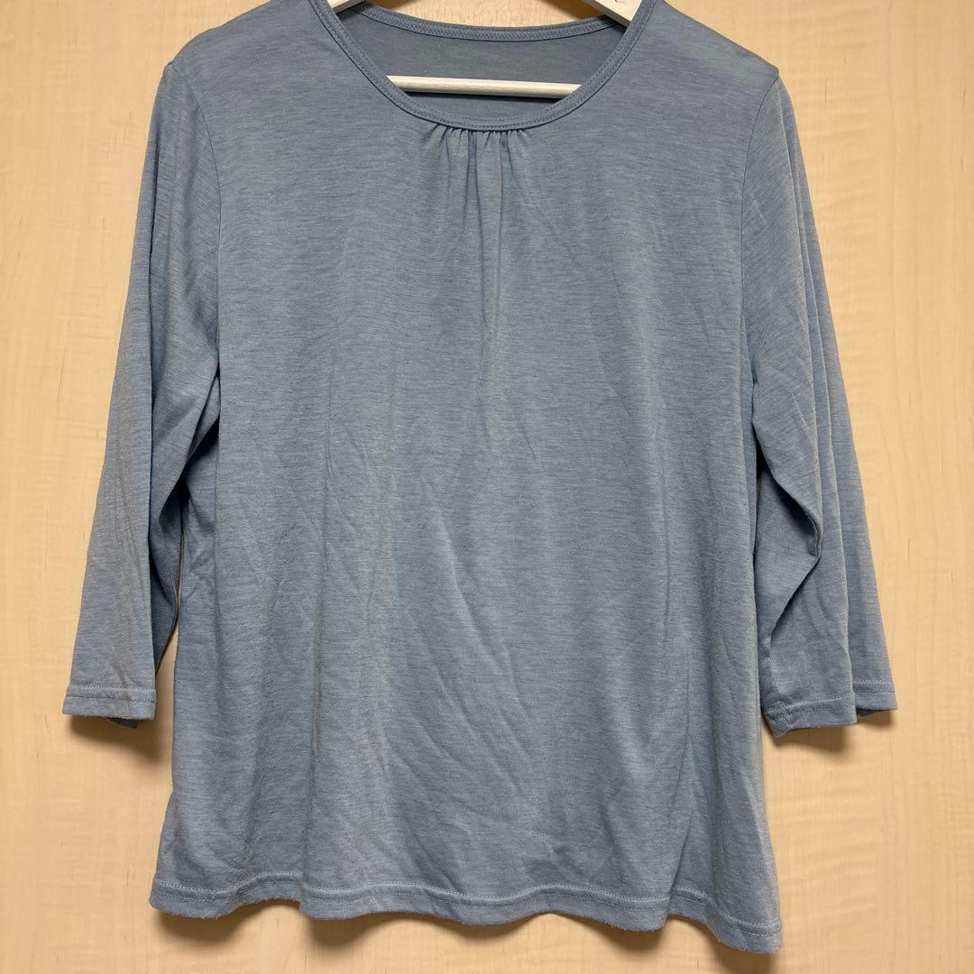 Used Pino Alberno 3/4 Sleeve Cut and Sew L Blue Gathered Alberno