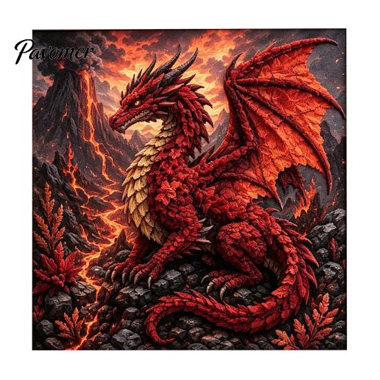 Set Creativo Drago Fantasy Kit Poke Art su Tessuto, Progetto Decorazione Stanza Tema Mitico 3D, Kit Creativo Senza Cuciture per Adulti, Decorazione Casa Fatta a Mano Stress