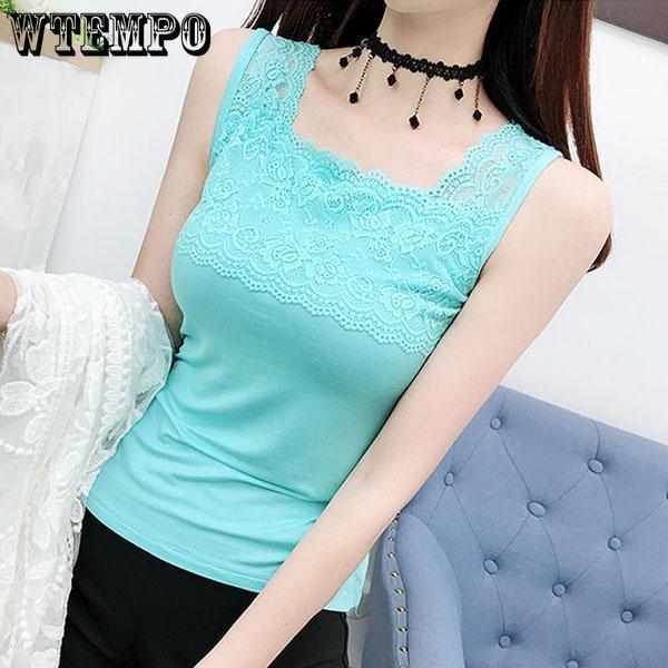 Large Size Modal Cotton Camisole Summer Women's Bottoming Shirts Solid Color Slim Sleeveless Lace Tops