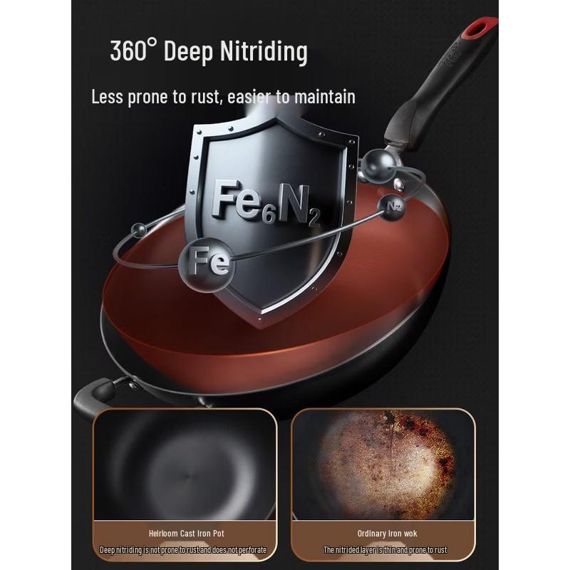 COOKER KING 34cm Rust-Resistant Cast Iron Wok