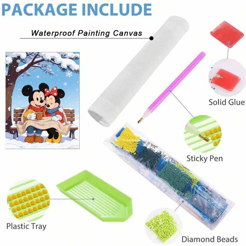 Disney Diamond Art Painting Kit 5D Diamond Mickey Minnie Snow Scene Painting Dot Art Diamond Home Wall Decor
