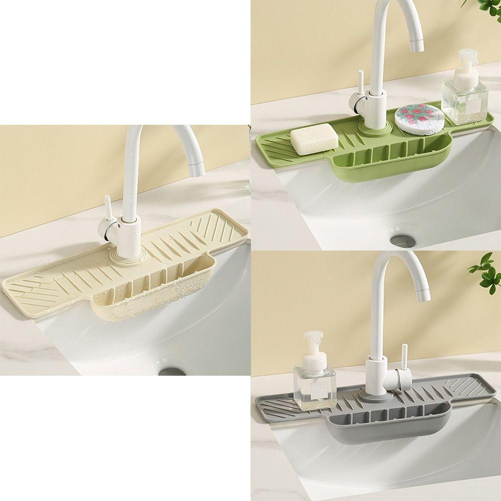 Silicone Kitchen Faucet Mat Splash Proof Sink Sponge Holder New Faucet Water Catcher Tray Bathroom