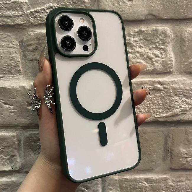 

For Magsafe Wireless Charge Case For iPhone 11 12 13 14 15 Pro X XR XS Max 7 8 Plus Magnetic Bumper Transparent Cover For iPhone 7 8