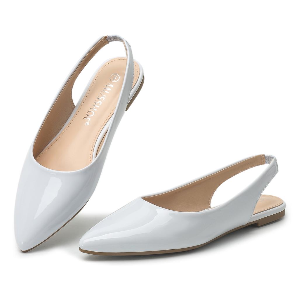 Damen Slingback Sandalen mit flachem Boden Sommer Designer Neue schwarze Leder Spitz Frau Ballettschuhe Mode Niedrigen Absatz Damenschuhe
