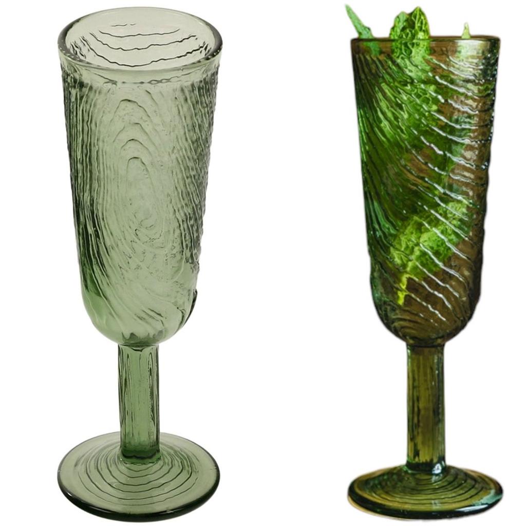 Champagne Glass, Wood Slice Pattern, Arbre Green Design