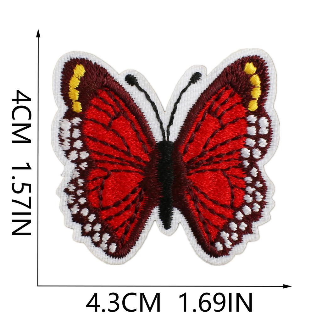 Butterfly World Embroidery Cloth Sticker Colored Flower Butterfly Computer Embroidery Label Clothes Decorative Patch Sticker Blue Butterfly