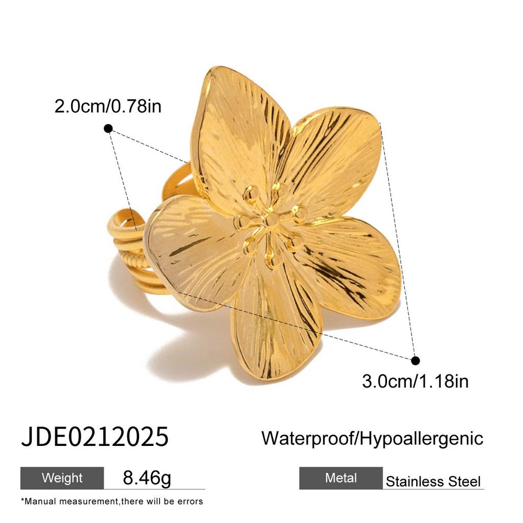Youthway Romantische Offene Blumenringe Für Damen Minimalistisch Vergoldeter Edelstahlringe Einfacher Modeschmuck Geschenk für Mädchen