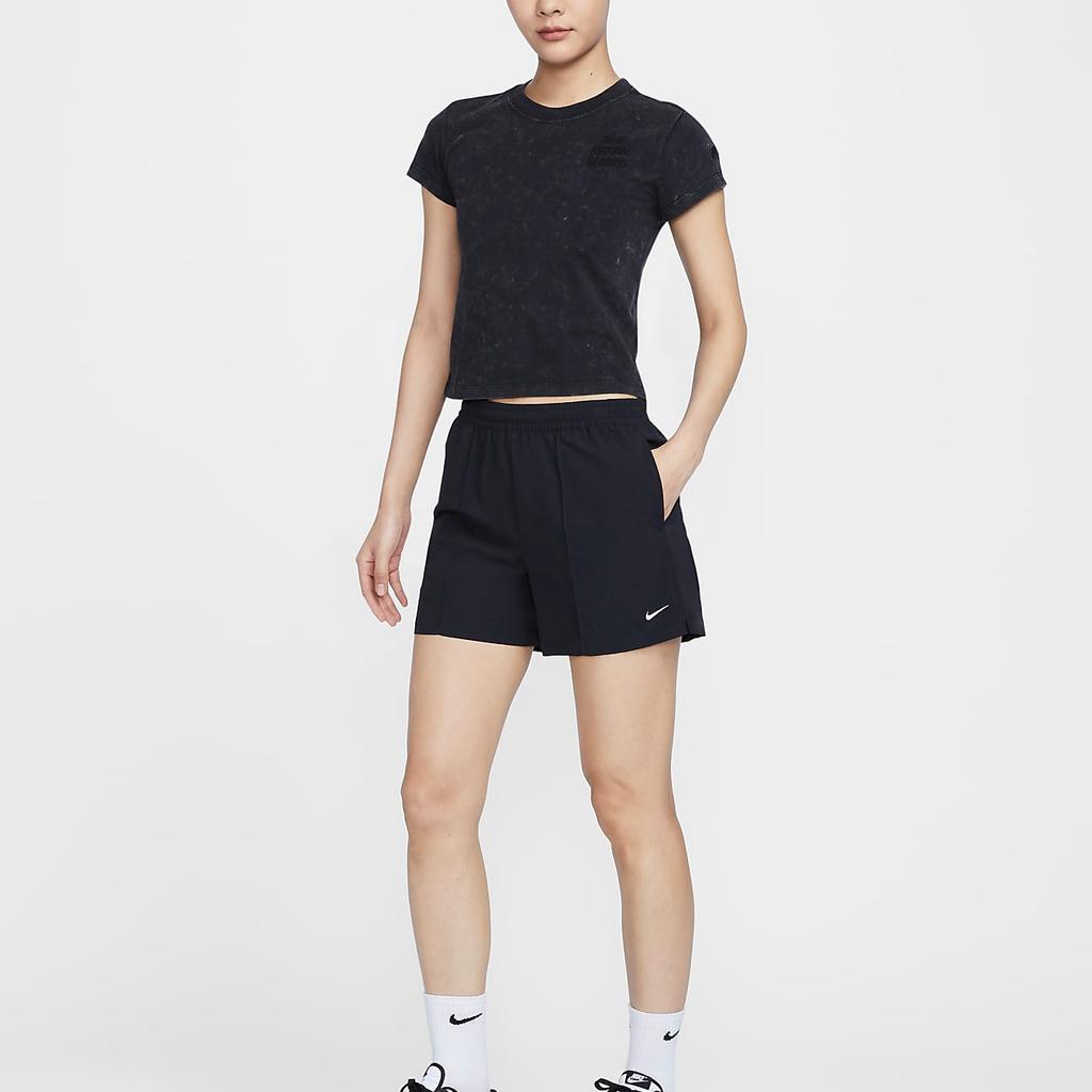 Nike Sportswear Logo Round Neck Pullover Micro-Cut Short Sleeve T-Shirt Women Tops Black HQ6038010