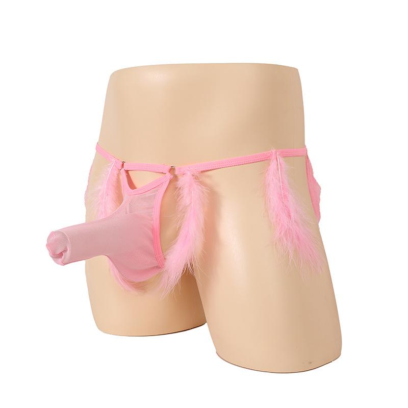 Exclusive for Men's Erotic Underwear, Feather Hollowed-out Free Thong Men, Sexy Men's Erotic Underwear