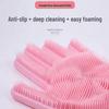 Durable Fleece-Lined Silicone Dishwashing Gloves - Non-Slip, Thickened for Household Scrubbing & Cleaning