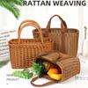 Japanese Hand Woven Picnic Basket Imitation Rattan Large Shopping Baskets Fruit Vegetable Storage Basket With Handle