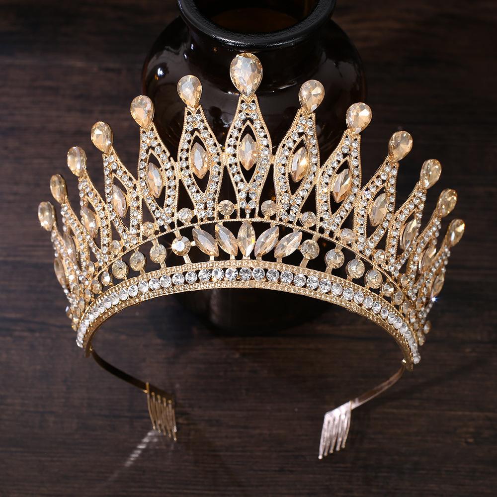 DIEZI 8 Colors Baroque Bridal AB Crystal Tiara Crown For Women Girls Wedding Party Queen Rhinestone Crown Hair Dress Accessories