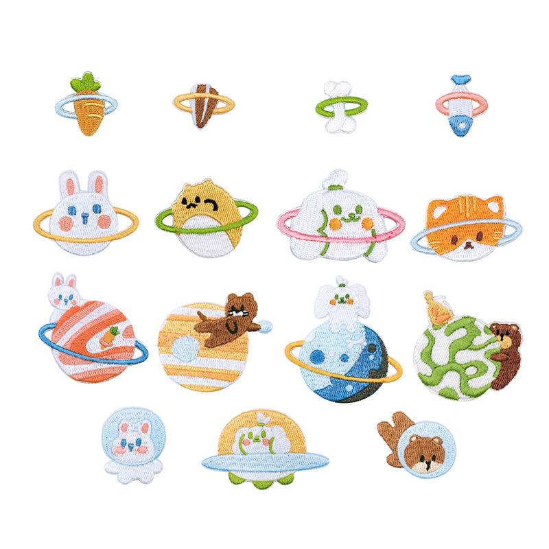 Computer Embroidery Animal Planet Cartoon Embroidery Cloth Sticker Self-Adhesive Cloth Embroidery Bag Decoration Clothes Patch Sticker