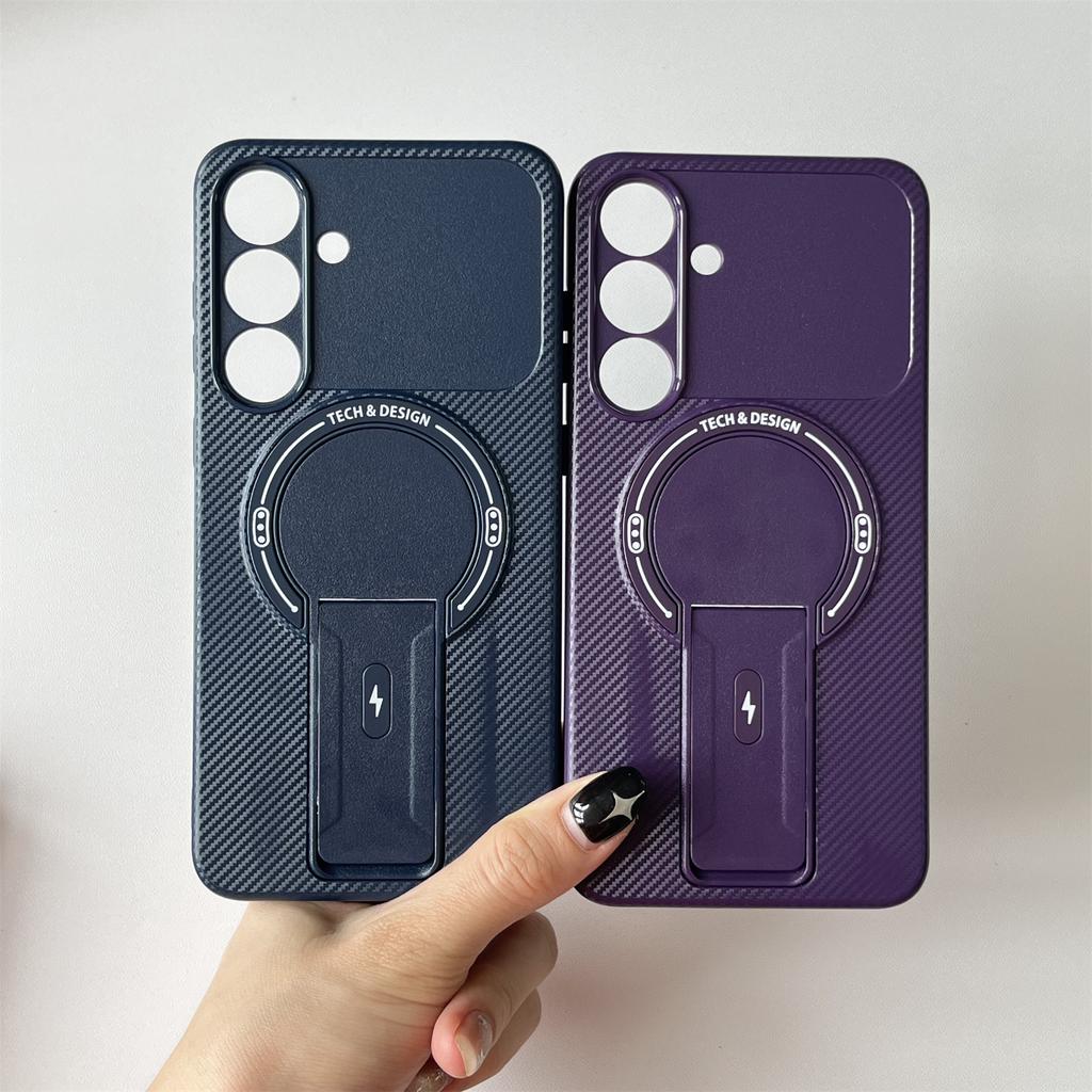 For Samsung Galaxy A36 5G/A56 5G Case with Kickstand Carbon Fiber Texture PC+TPU Phone Cover