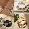 Elegantes Leopardenmuster Kreuz-Anhänger Verstellbares Kupferarmband Für Damen