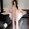 Elegant Three-Piece Lace Fleece Pajamas for Women - Autumn/Winter Collection