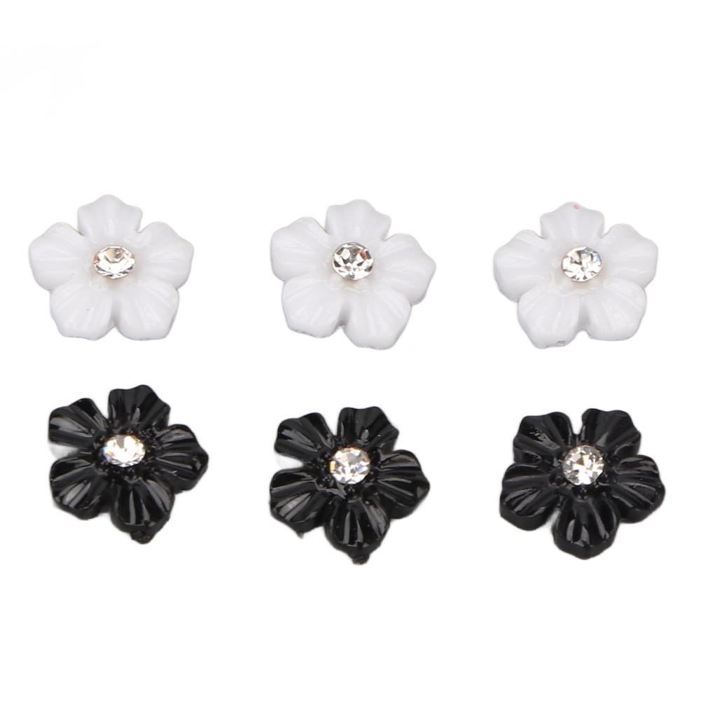 3D Blumen Nagelkunst Dekorationen Schwarz Weiß 5 Blütenblatt Blume Nagel Ornamente für DIY Nageldekoration