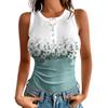 Women’s Sleeveless Ribbed Knit Tank Top with Floral Print Crew Neck Fitted Casual Pullover Shirt for Daily Wear