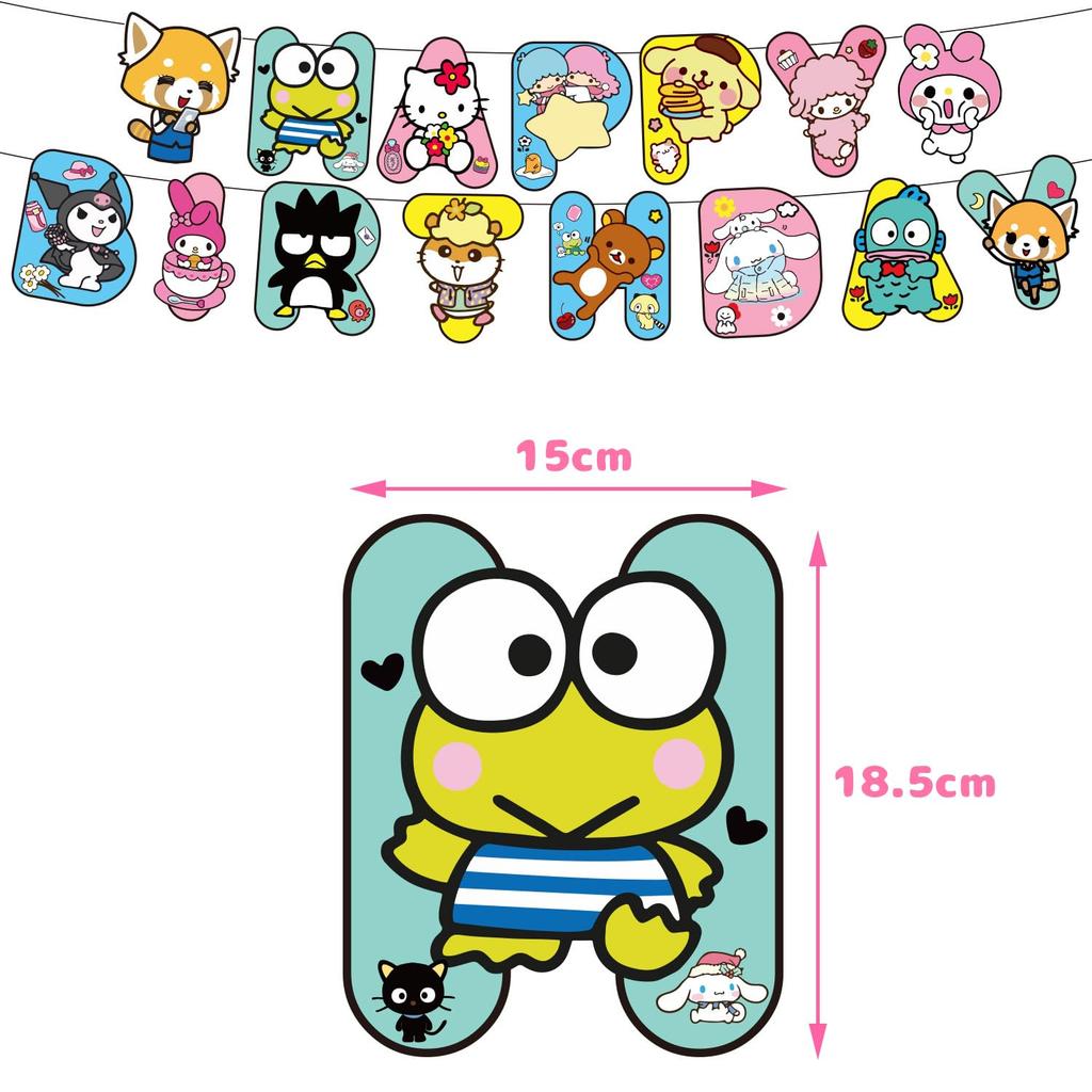 Birthday Decoration Set, Balloons, Birthday Decorations, HAPPY BIRTHDAY, Kuromi, Birthday Balloons, Girls, Popular Characters, Hello Kitty, Balloons,