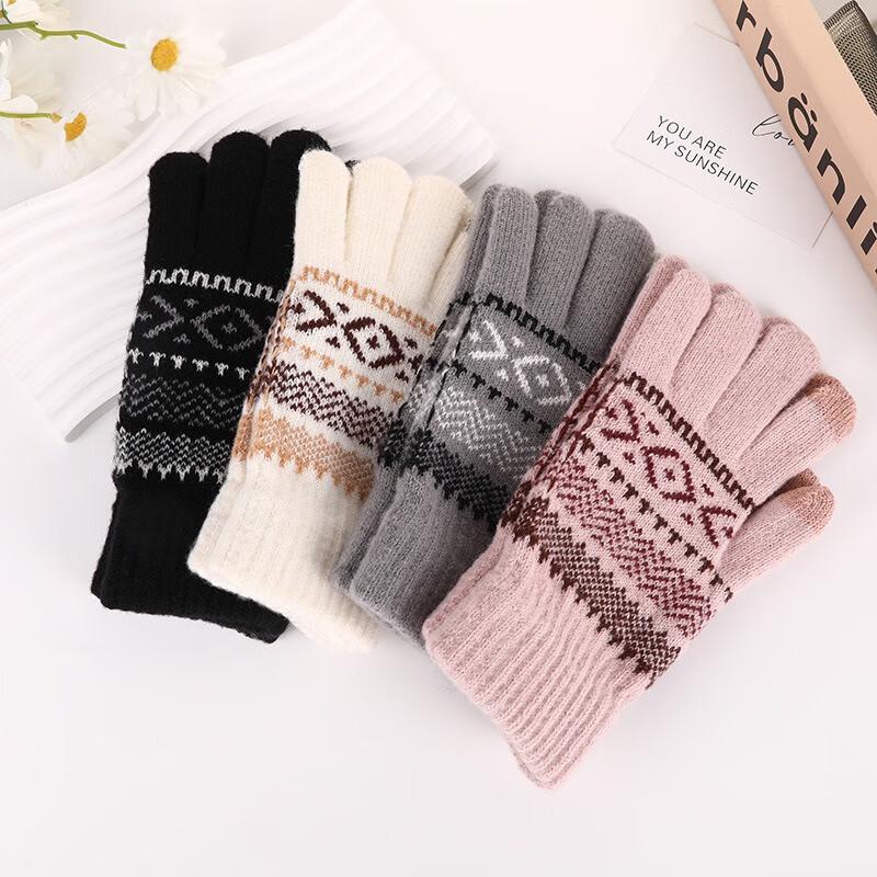 Unisex Touchscreen Jacquard Gestrickte Warme Handschuhe