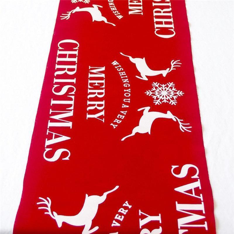 Christmas Linen Tablecloth Christmas Flag Home Party Decorative Elk Tapestry Red Table Runners Cover Household Table Supplies