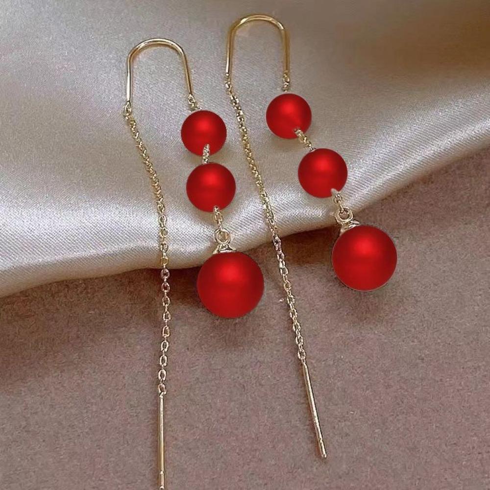 Chic Dazzling Faux Pearl Earrings - Light Luxury Threader Design for Daily Glam & Special Occasions - Adjustable