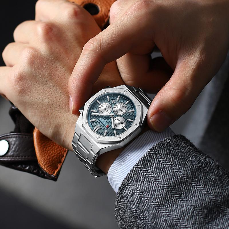 Top Brand Luxury Stainless Steel Waterproof Sport WristWatch Men Chronograph Watch Military Army Male Clock