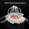 Romantischer Spitzenkorb für Blumenmädchen aus Bambus, Satin und Schleife, Brautkörbe für die Dekoration von Hochzeitsfeiern