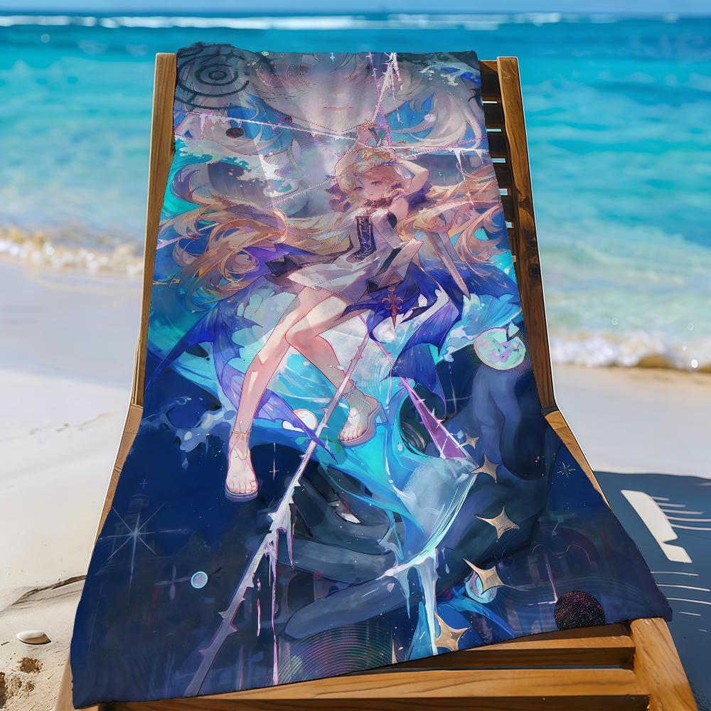 Fleurdelys Cartethyia Wuthering Waves Towel Sports Quick Dry Travel Camping Gear Sandproof Soft Light Large Beach Towel