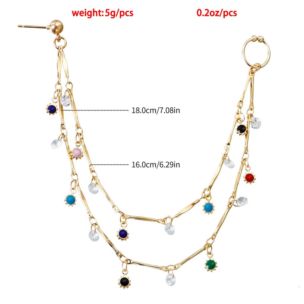 Nose  S Hoop Chain Tassel Ethnic   Double Layers Nose  S Ear S Hoop Chain for Women Girls
