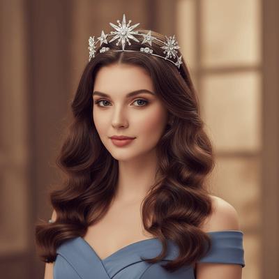 Bandeau Cheveux Étoile Cristal Couleur Or Argent Étoiles Scintillantes Diadèmes Couronne de Mariée Accessoires Cheveux Couvre-Chef Princesse Reine