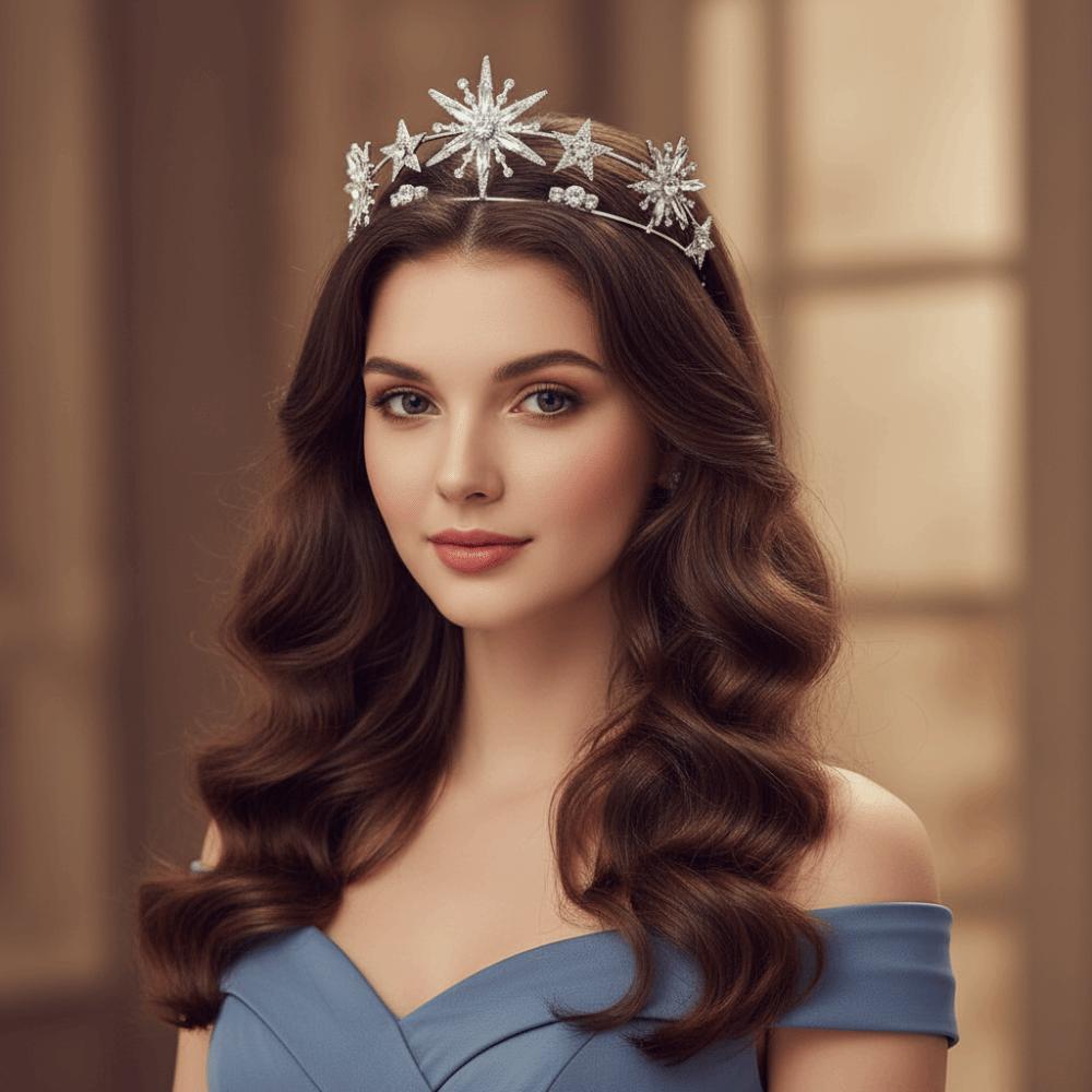 Gold Silver Color Crystal Star Hairband Sparkling Stars Tiaras Bridal Crown Hair Accessories Headwear Princess Queen