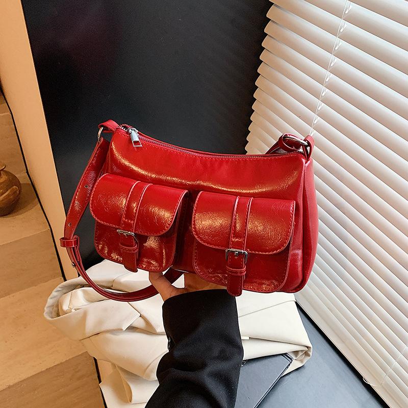 

Factory 2025 Локомотив Ветер Многокарманная Сумка-тоут на плечо Женская сумка Повседневная Большая вместимость Рюкзак Кроссбоди Новинка 26*8.5*16 красный