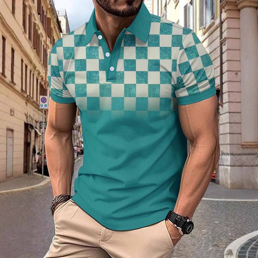 New Men's Fashionable Collared Slim-Fit T-Shirt Polo Shirt Short-Sleeved Men's Top