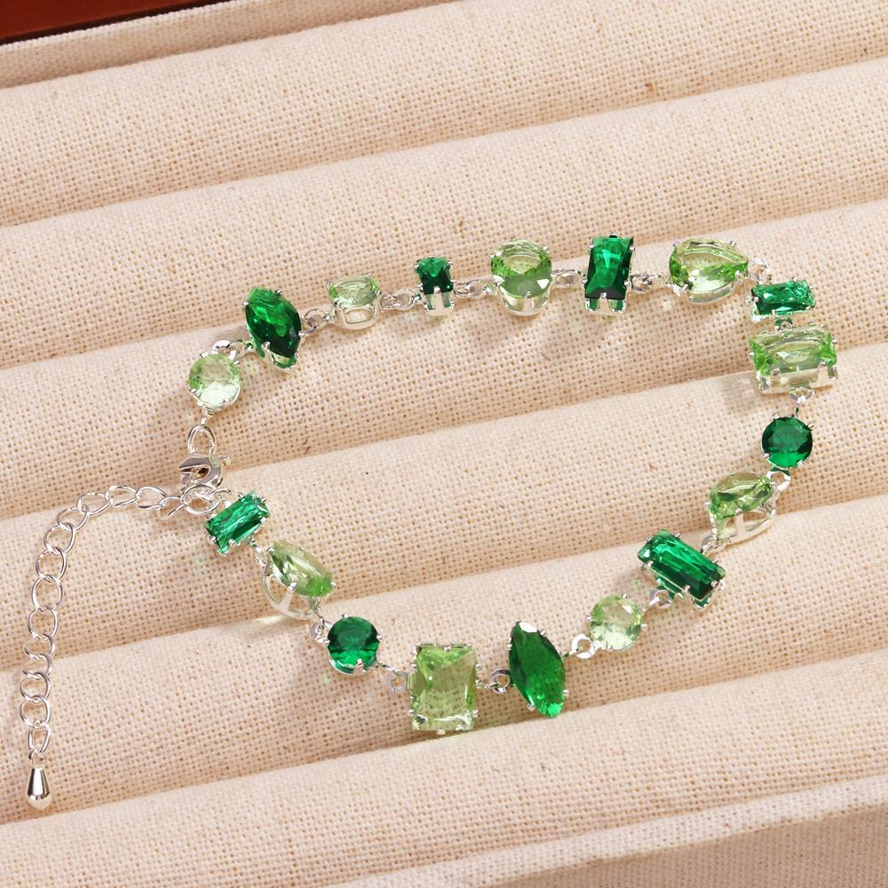 2026 Original Luxury Brand Green and Apple Green Zircon Tennis Bracelets For Women Fresh Crystal Charms Bangle Wedding Jewelry