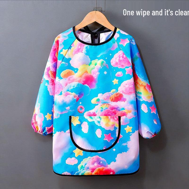 Children's Waterproof Art Smock and Bib for Painting and Eating, Kindergarten-Friendly