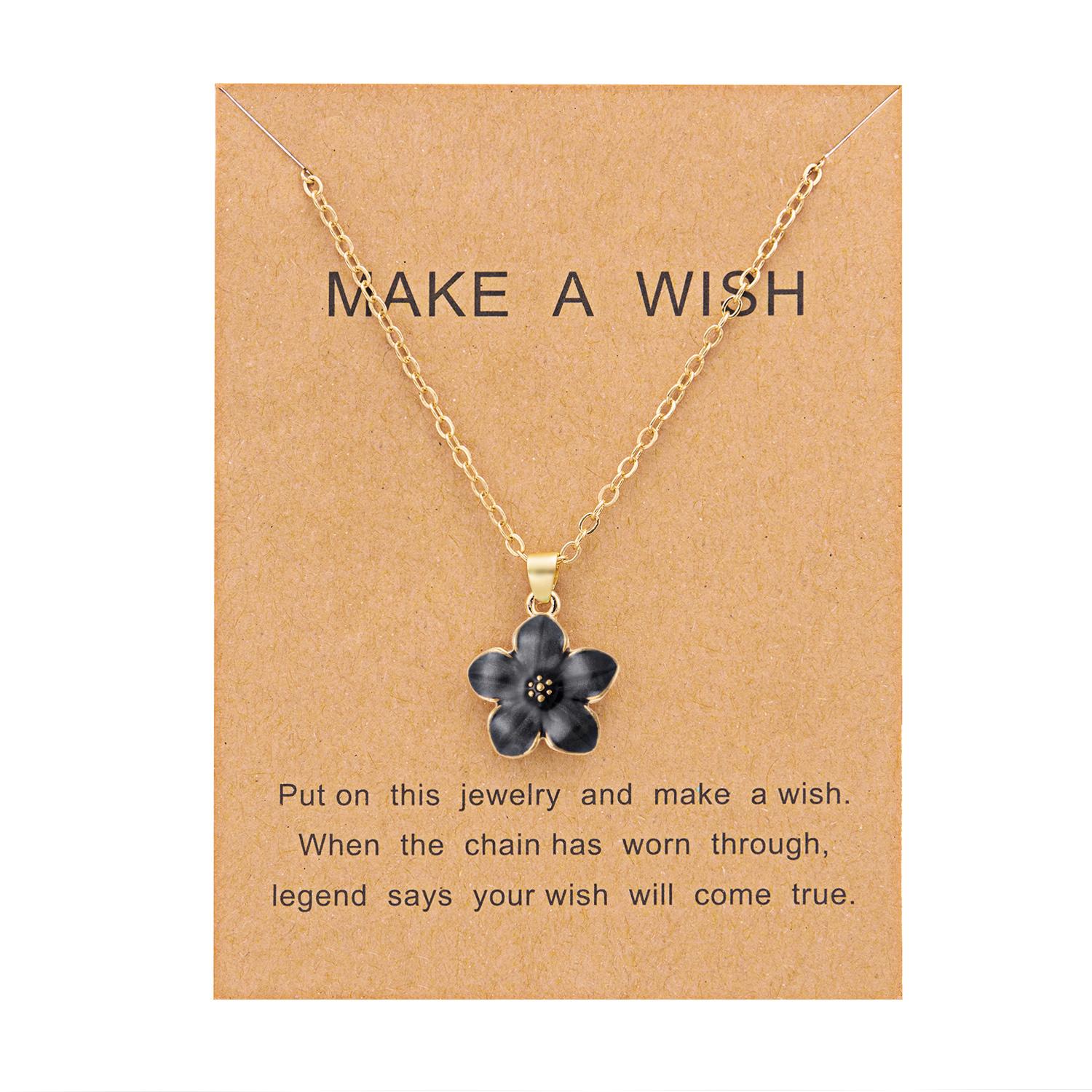 

Dainty Sakura Cherry Blossom Choker Necklace for Women Enamel Flower Pendant Clavicle Chain Spring Party Jewelry Wish Card Gift