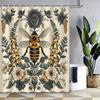 Flat Printing Retro Queen Bee Plant Flower Bee Print Shower Curtain Hotel Apartment Bathroom Shower Curtain