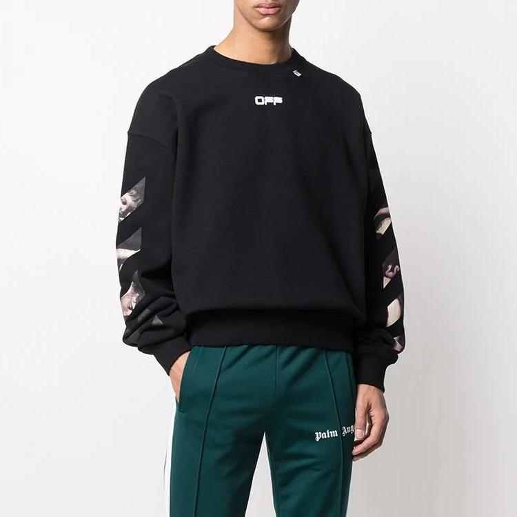 Off-White SS20 Caravaggio Arrows Print Casual Long Sleeve Sweatshirt Men Tops Black OMBA035S20E300041088