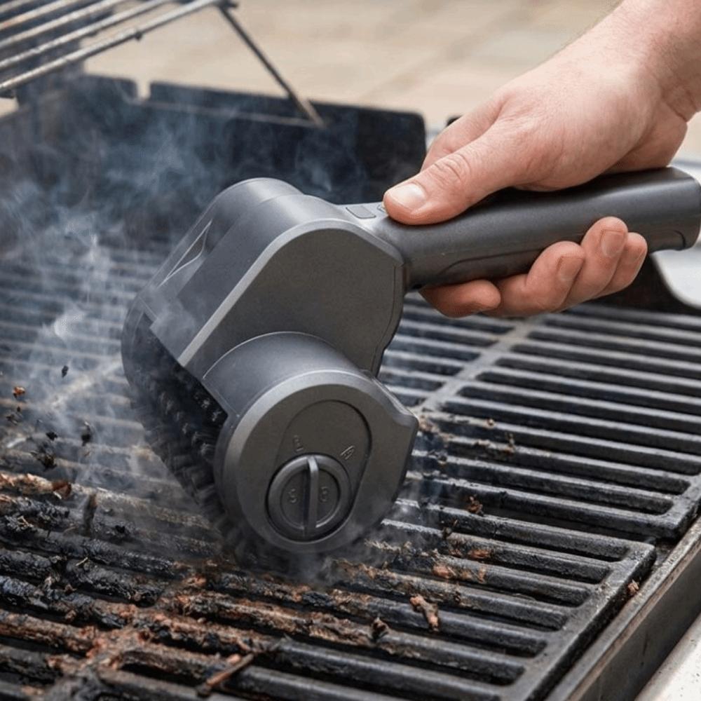 with LED Light Cordless BBQ Grill Brush Rechargeable BBQ Rotating Brush  Barbecue