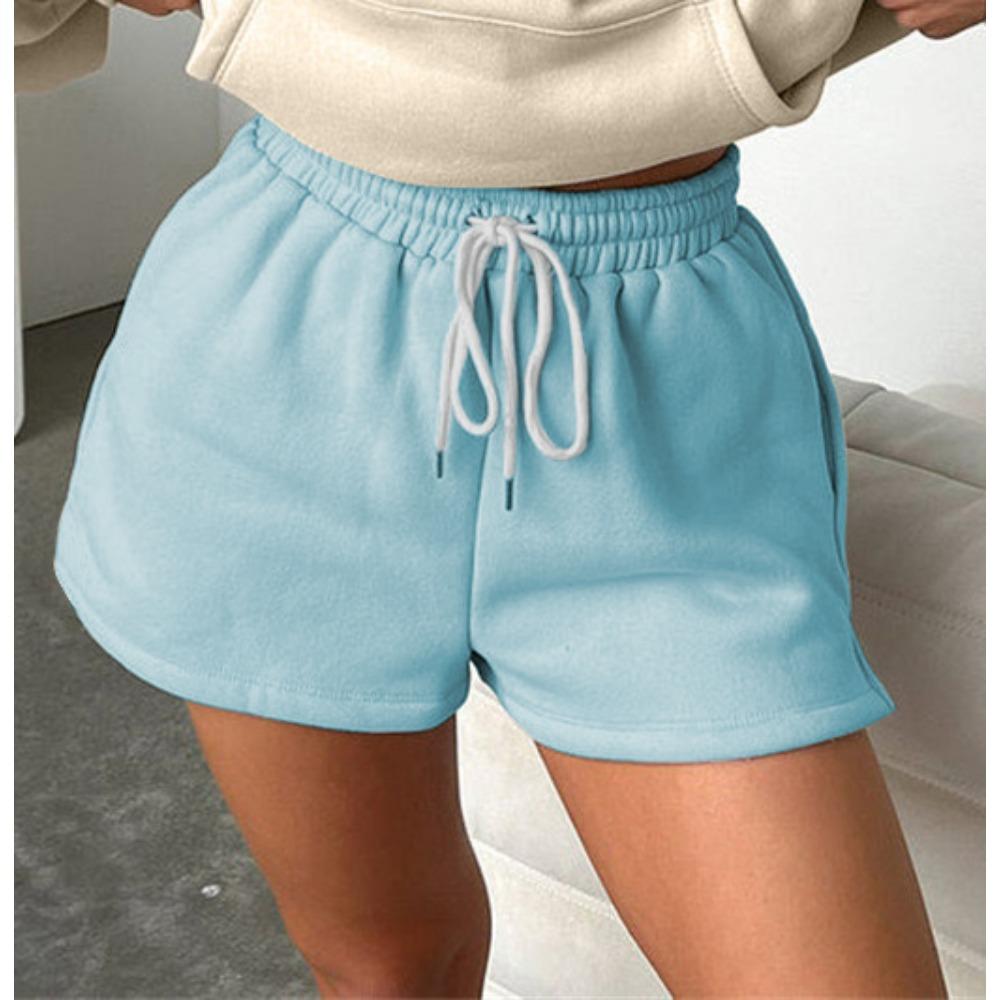 

Летние шорты на шнурке, прямые, с высокой талией, однотонные, повседневные, простые шорты для женщин M