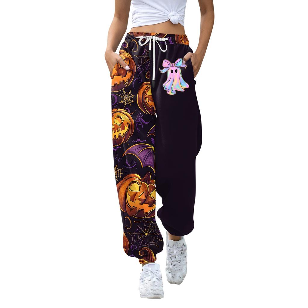 Casual Fashion Joggebukser for kvinner Halloween-trykte Casual Bukser