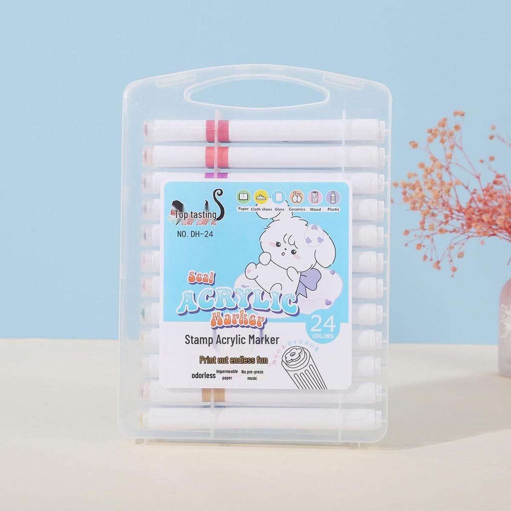 Waterproof Acrylic Marker Set: 12/24/36/48 Colors Opaque, Layerable Pens for Students