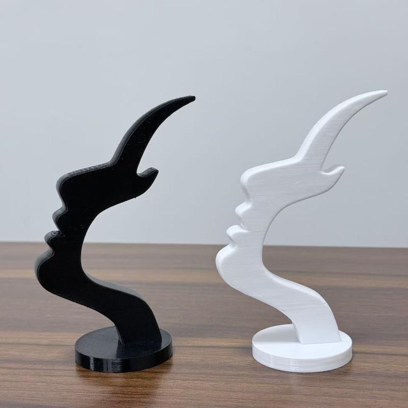 3D Printed Eyeglass Stand Holder Minimalist Line Art Human Profile Side Face Design Fun Simple Desk Organizer & Decor