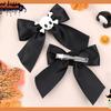 1pair Cool Hair Clip for Girls Gothic Bowknot&Skull Shape Teen Halloween Hair Clip