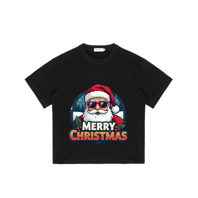 Vánoční tričko Černý Santa Claus se slunečními brýlemi a textem Veselé Vánoce Oblečení na sváteční párty