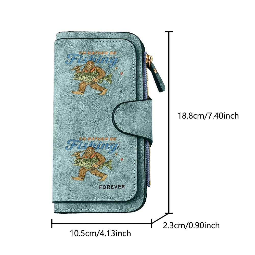Bigfoot Fishing Long Zipper Wallet, Large Capacity Card Holder, Unisex Clutch Bag, Fashionable Zipper Coin Purse, Suitable for Daily Use, A Great