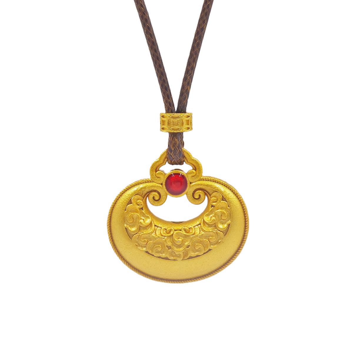 

Fushi 999.9 Silver Enamel Cloud Ruyi Necklace Pendant Set - Luxury Gift for Mom Sterling Silver 999.9