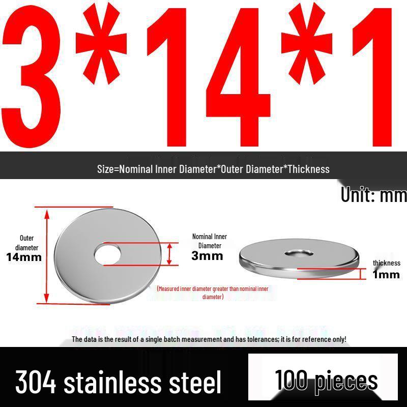 Thickened 304 Stainless Steel Flat Washer Spacer (M2-M36)